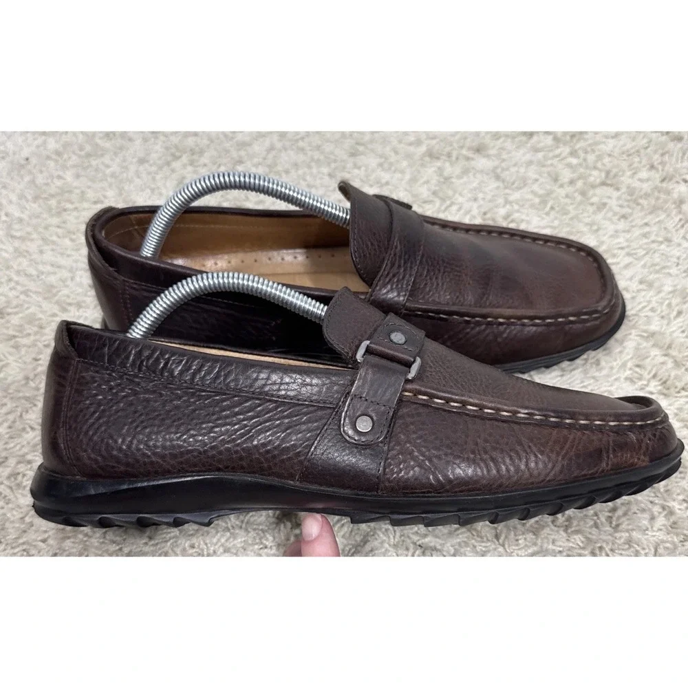 Johnston & Murphy Cort Bit Brown leather Slip On Driving Loafer Moccasin Sz 9.5M